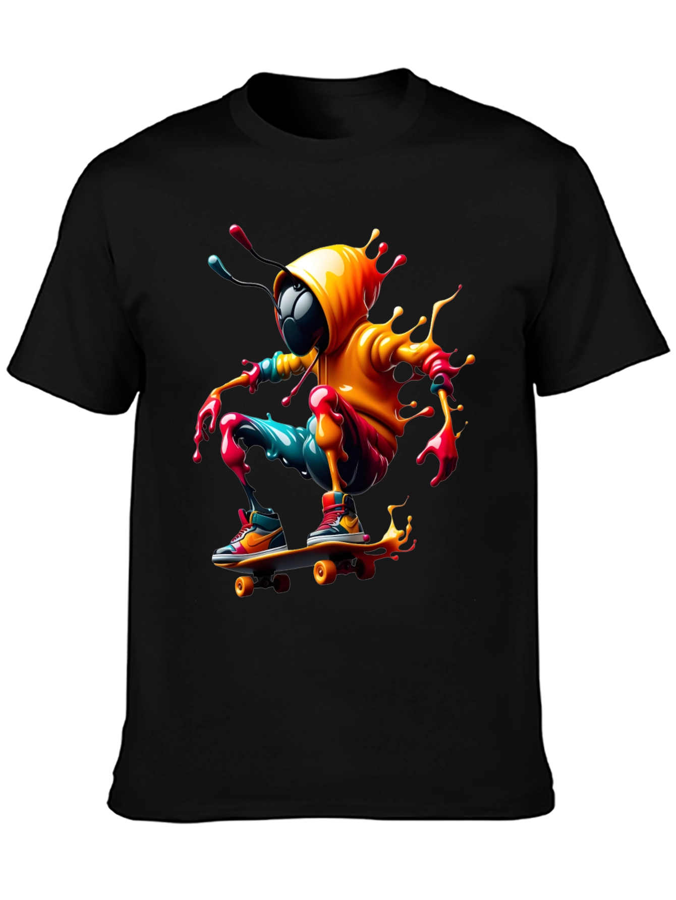 Skateboarding Bee Graphic Tee - Black