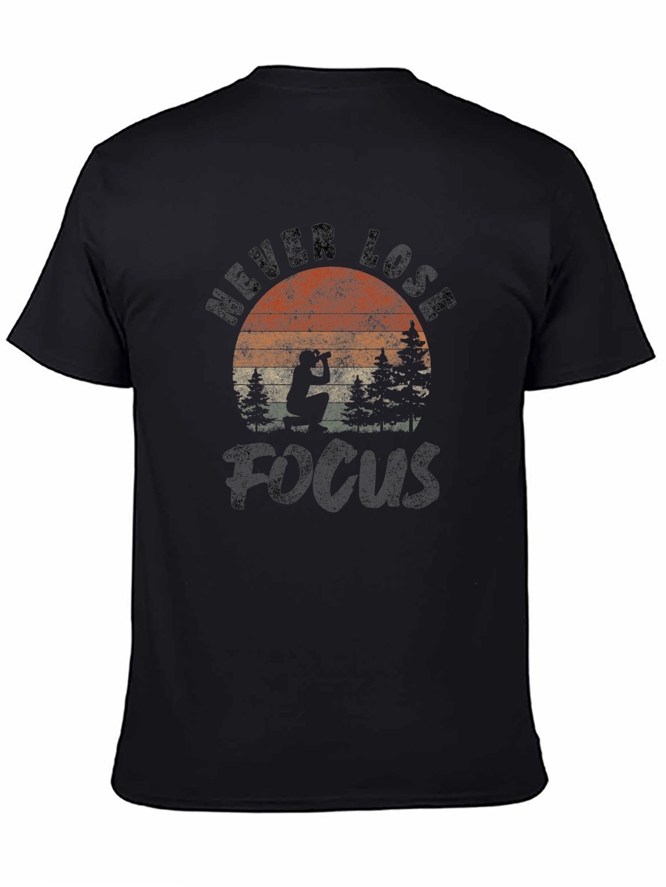 Never Lose Focus Vintage Graphic Tee - Black
