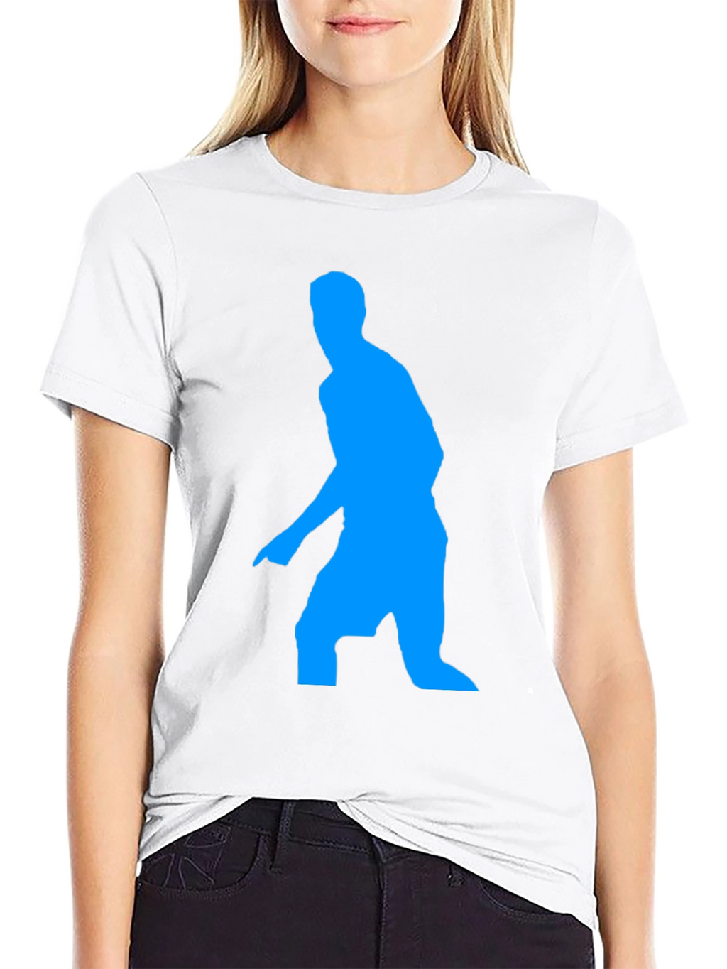 Blue Figure Graphic Black T-Shirt