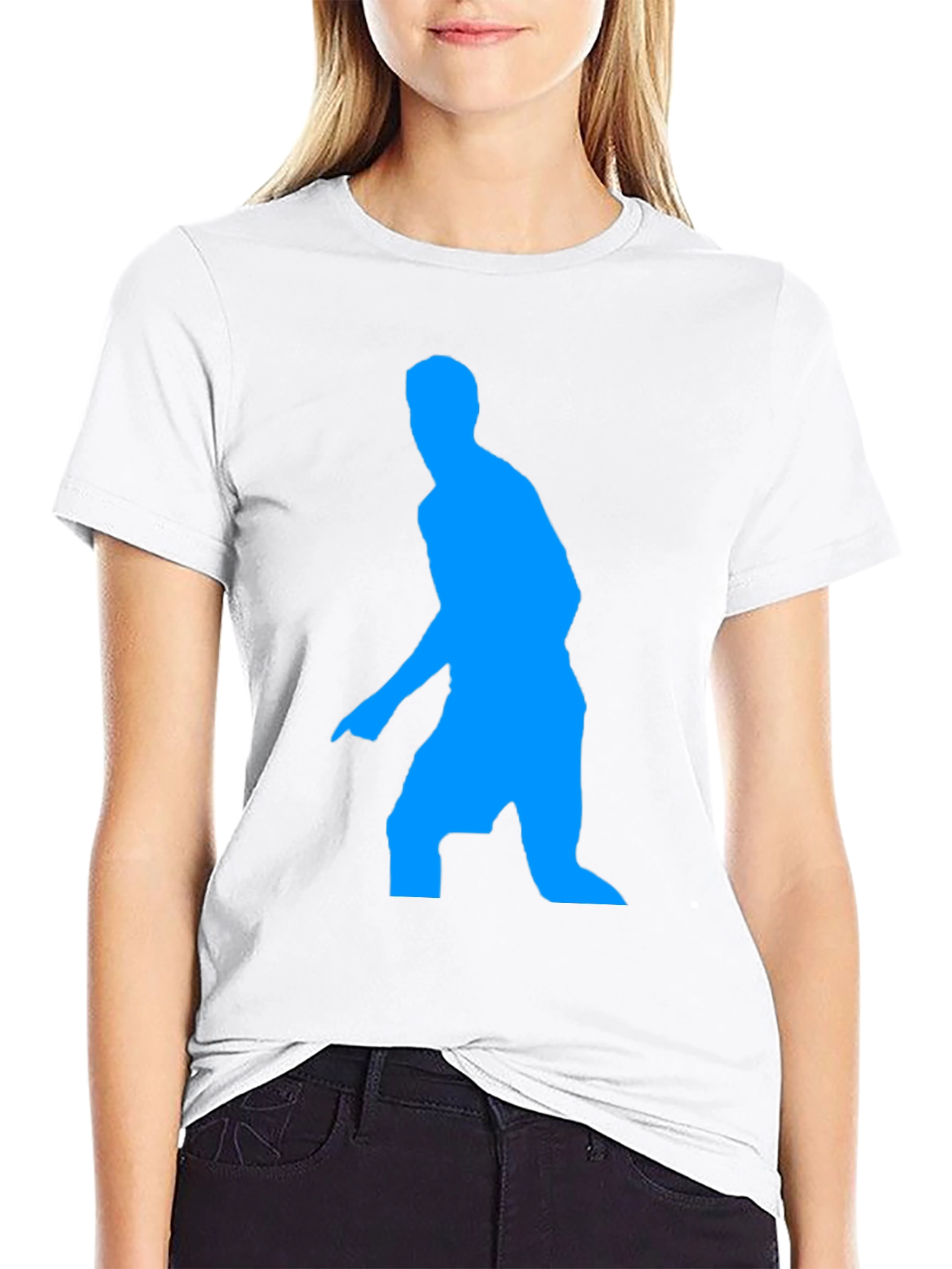 Blue Figure Graphic Black T-Shirt