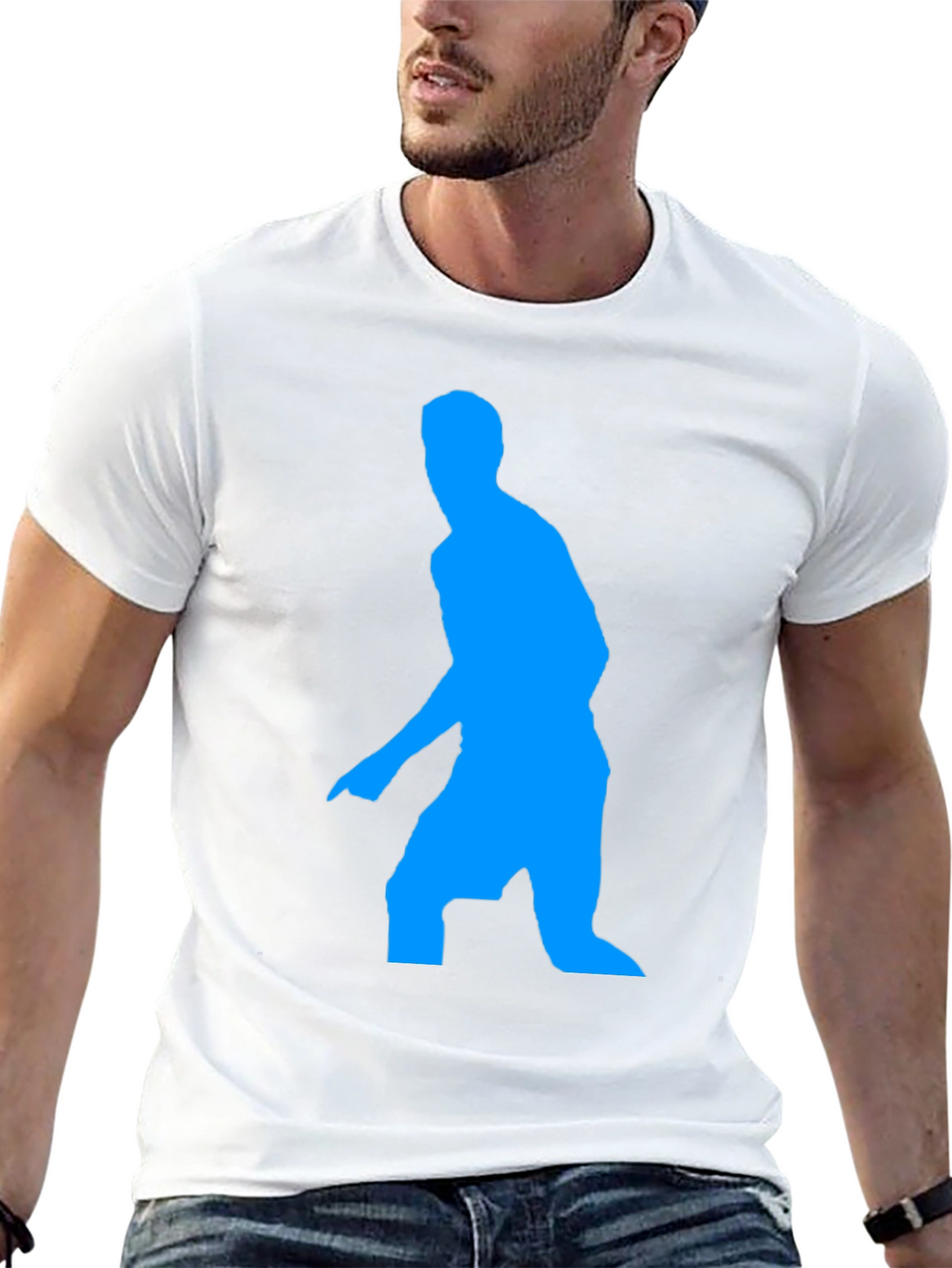 Blue Figure Graphic Black T-Shirt