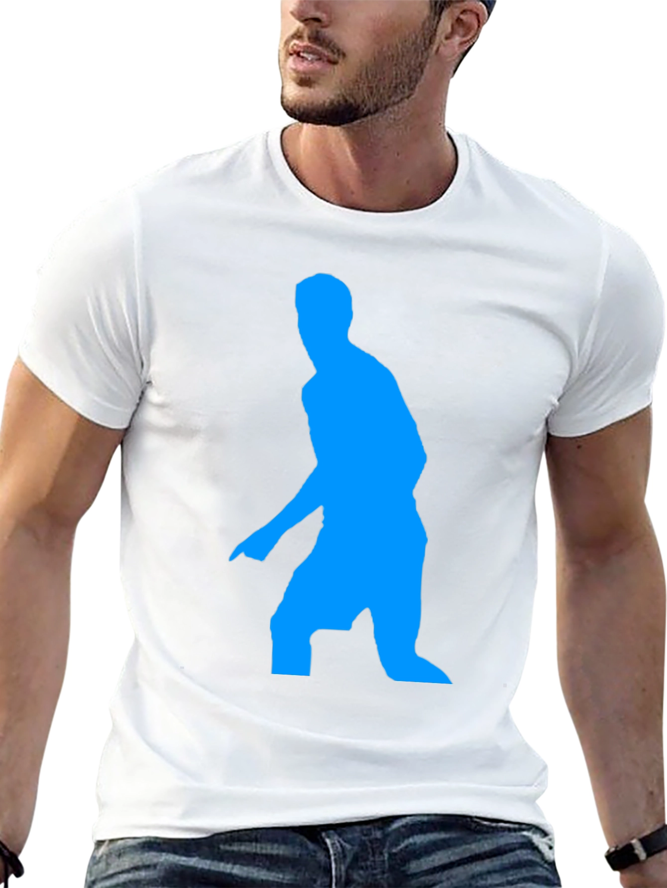 Blue Figure Graphic Black T-Shirt