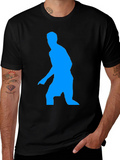 Blue Figure Graphic Black T-Shirt