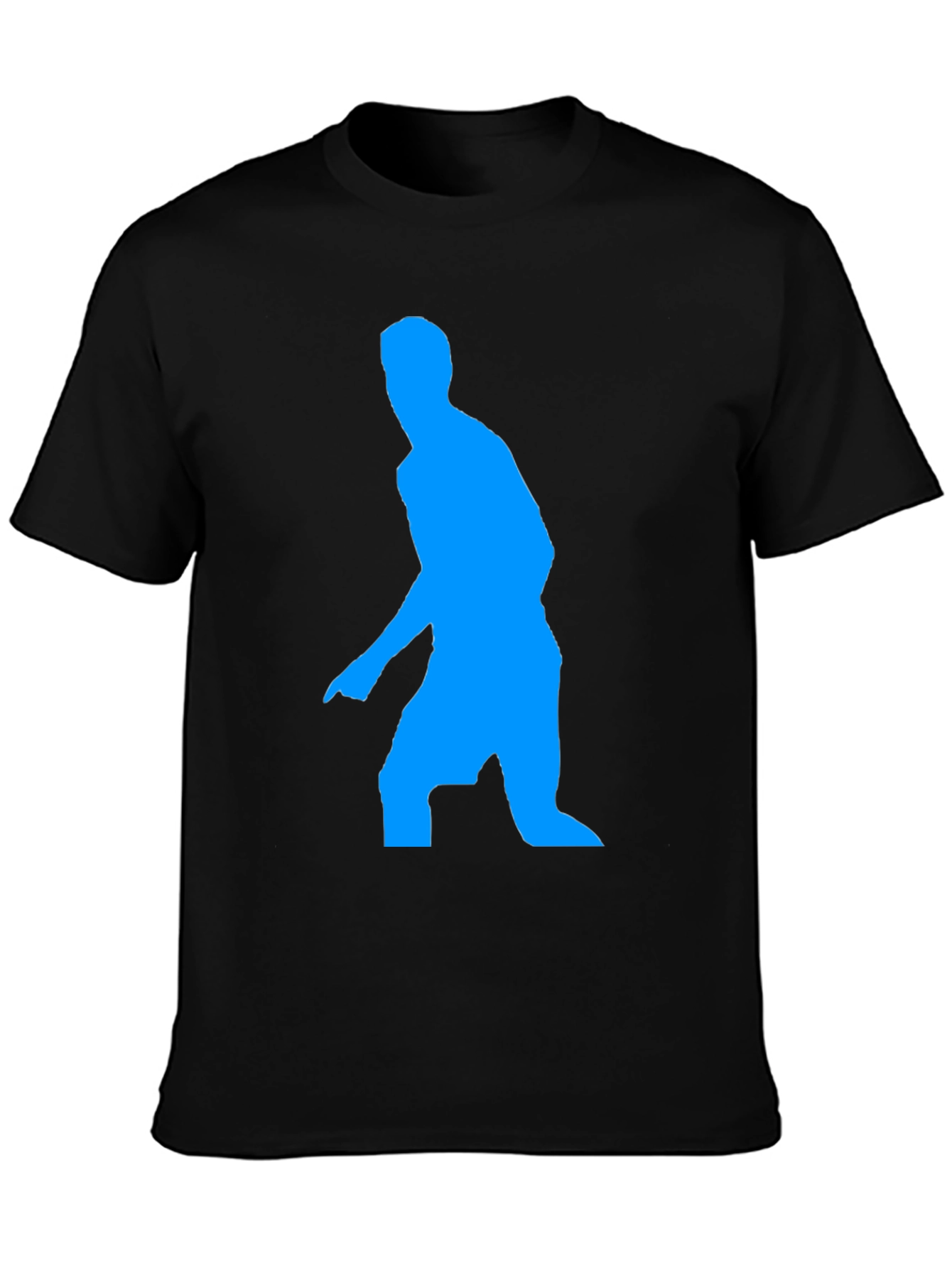 Blue Figure Graphic Black T-Shirt