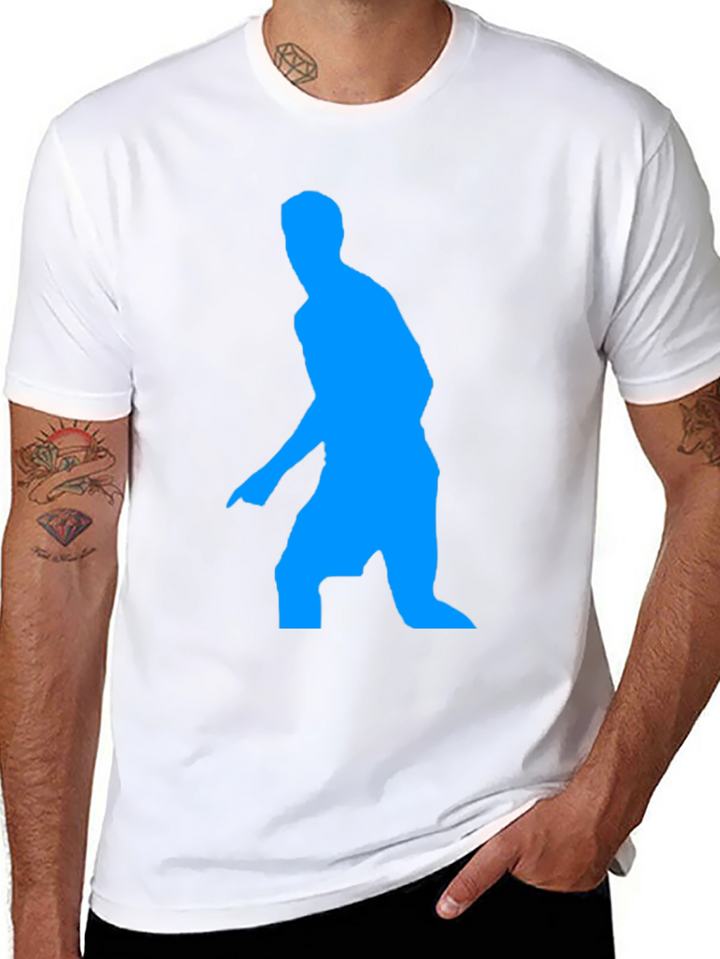 Blue Figure Graphic Black T-Shirt