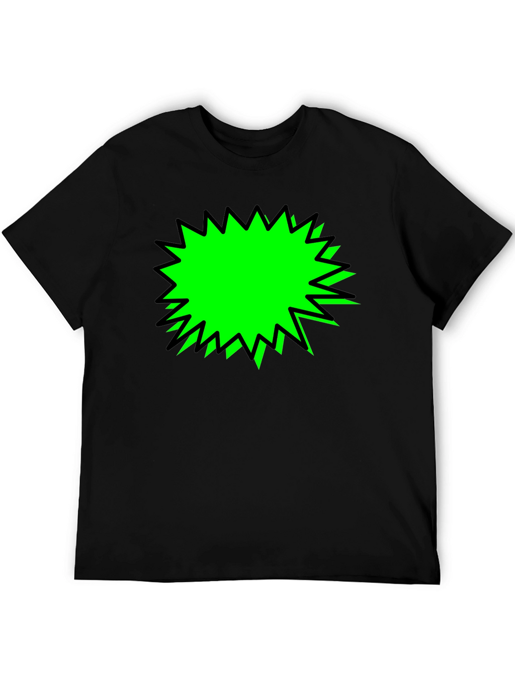 Black T-Shirt with Green Burst Graphic