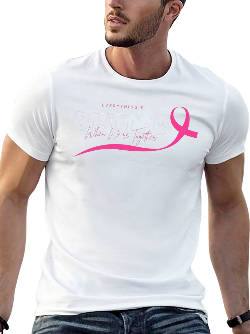 Everythings Better Together Breast Cancer Awareness Tee