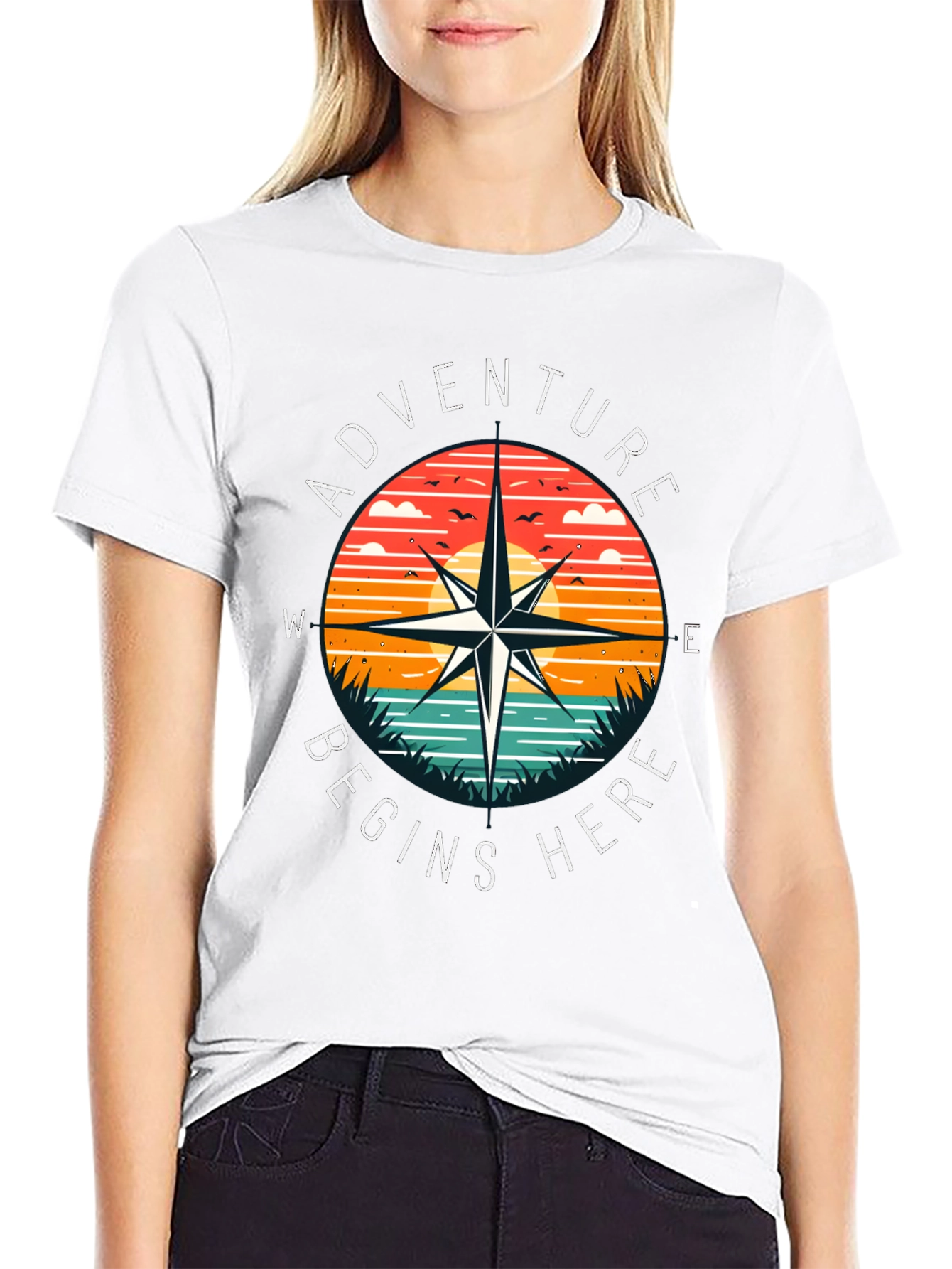 Adventure Begins Here Compass Graphic Tee