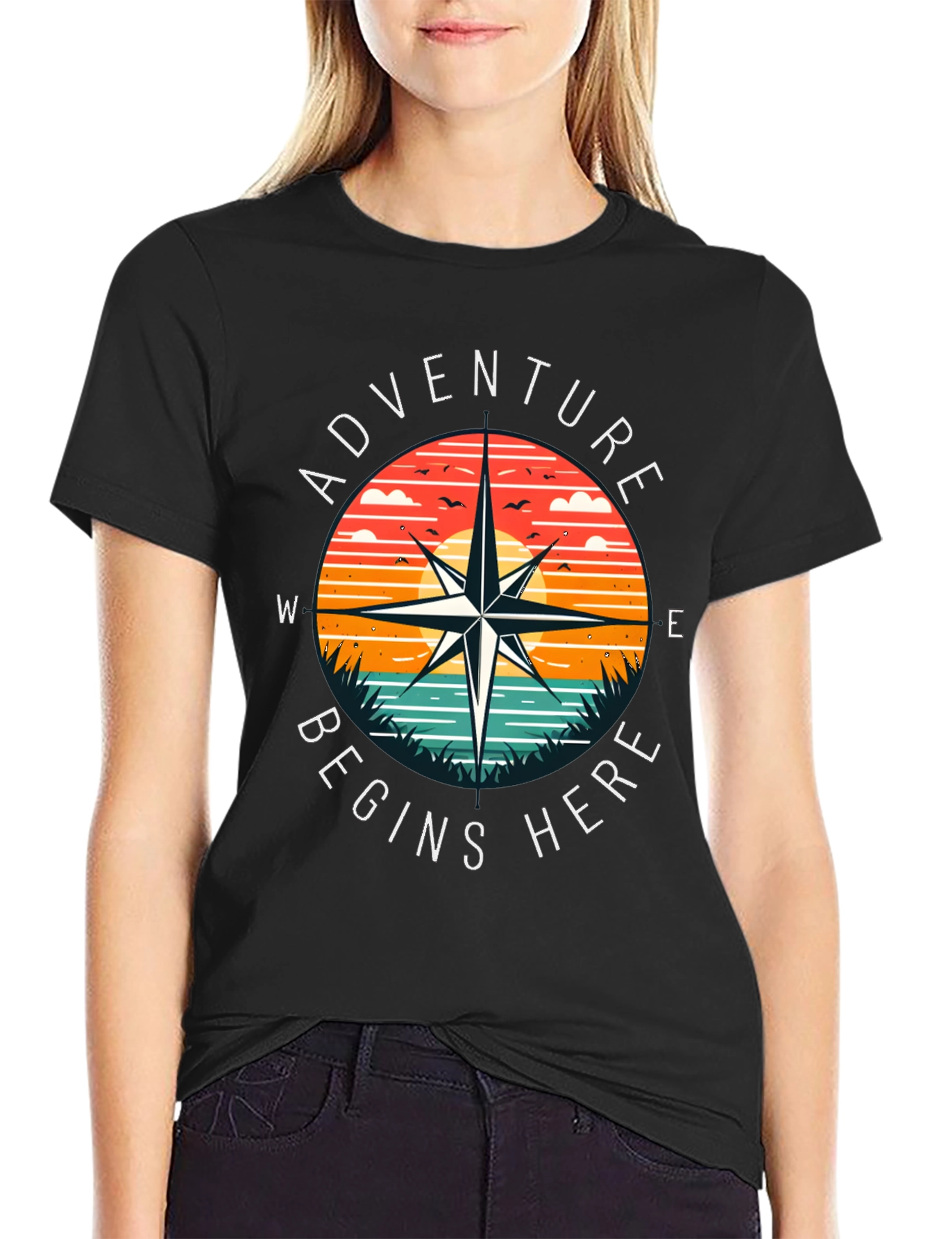 Adventure Begins Here Compass Graphic Tee