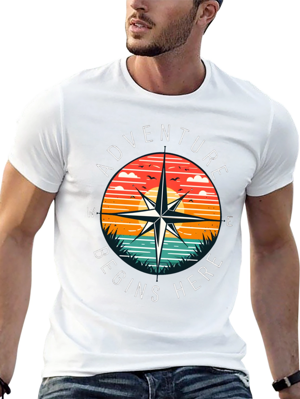 Adventure Begins Here Compass Graphic Tee