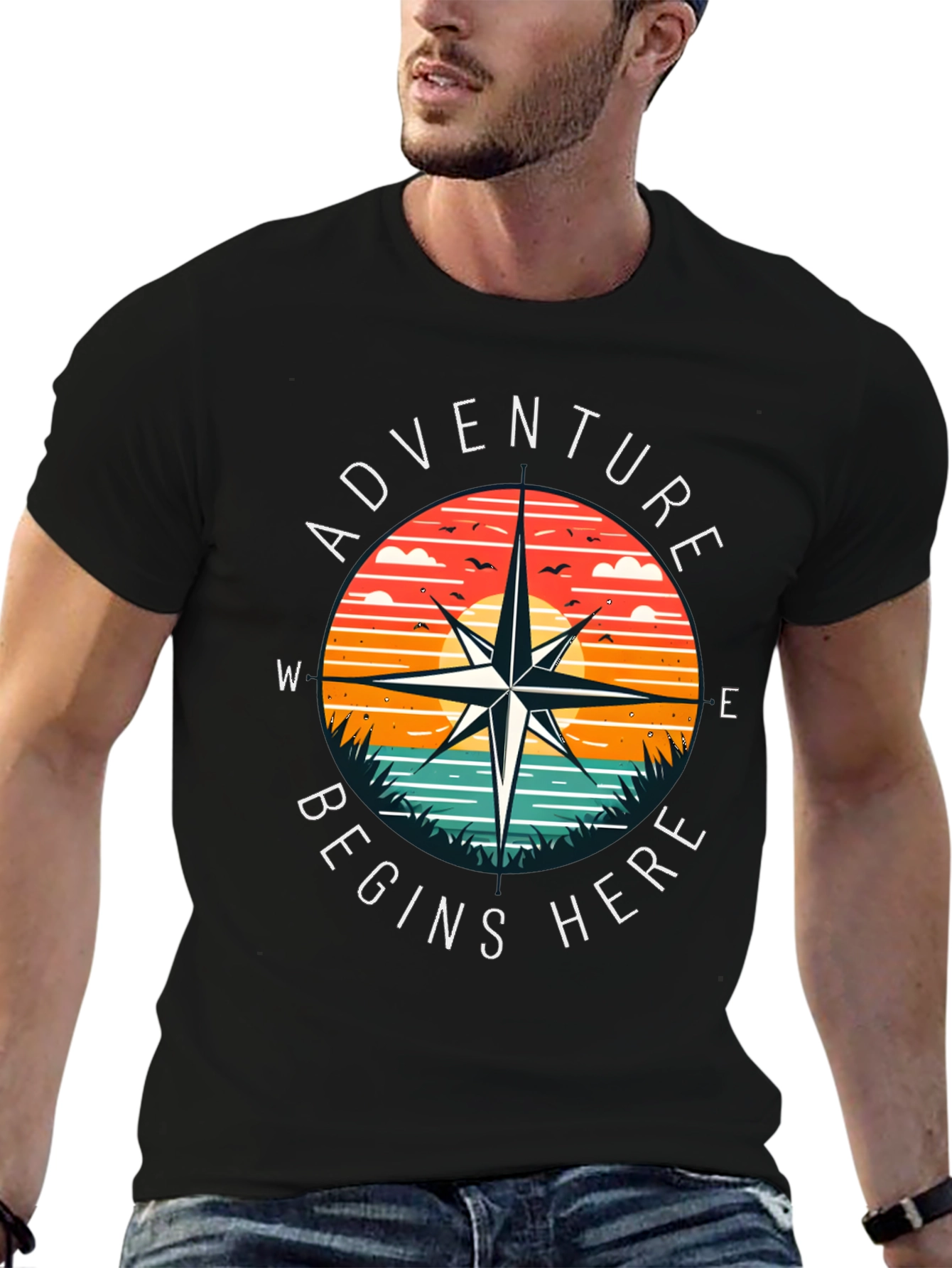 Adventure Begins Here Compass Graphic Tee