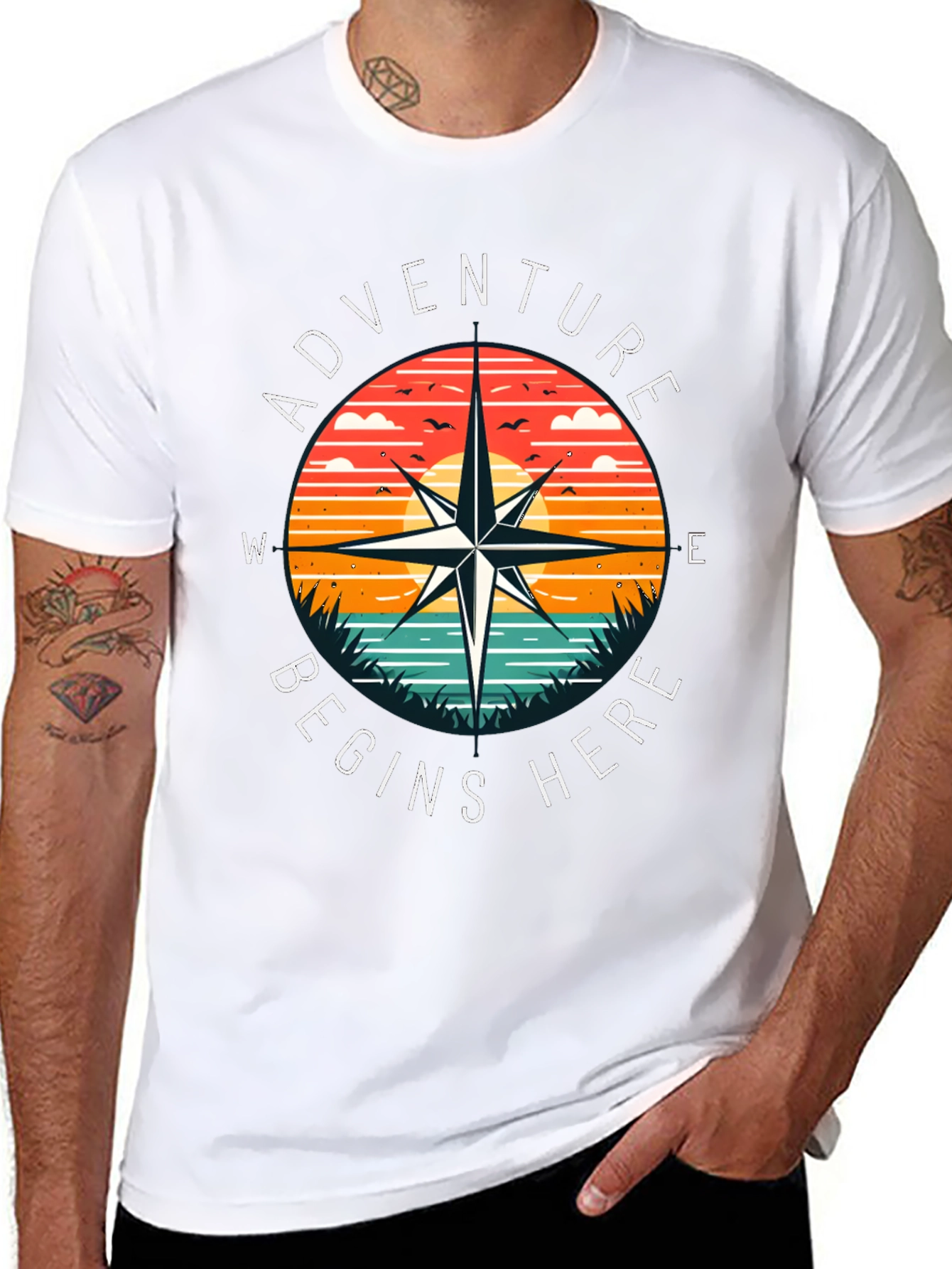Adventure Begins Here Compass Graphic Tee