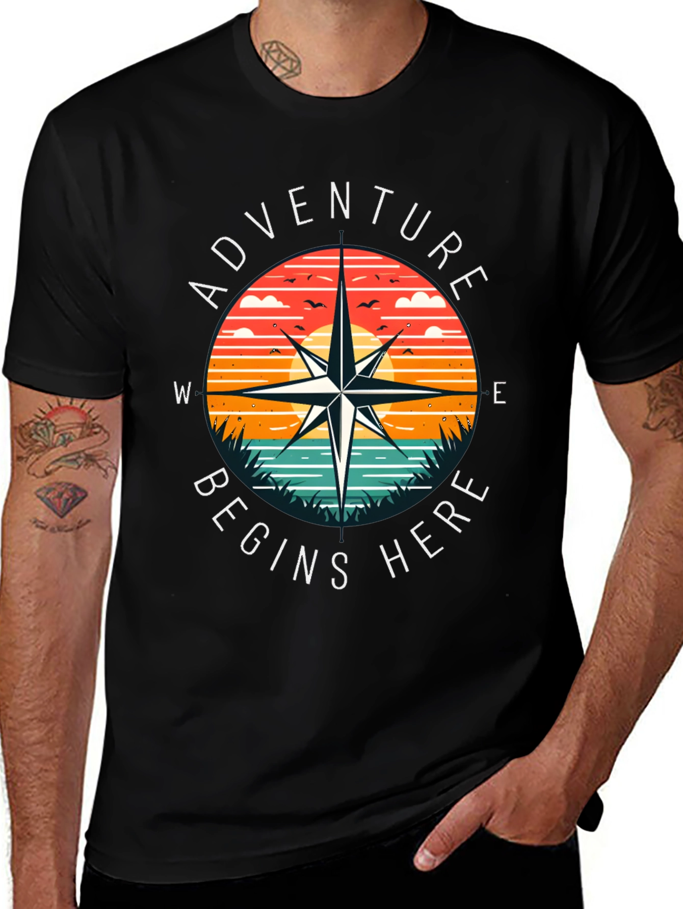 Adventure Begins Here Compass Graphic Tee