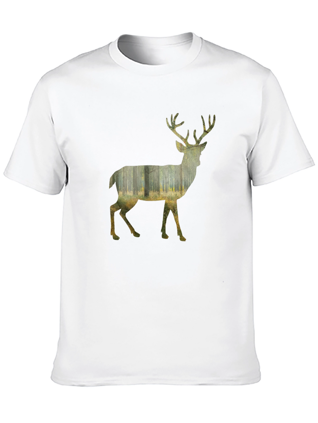 Deer Forest Graphic Print Black T-Shirt