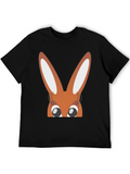 Bunny Eyes Black T-Shirt Easter Fun