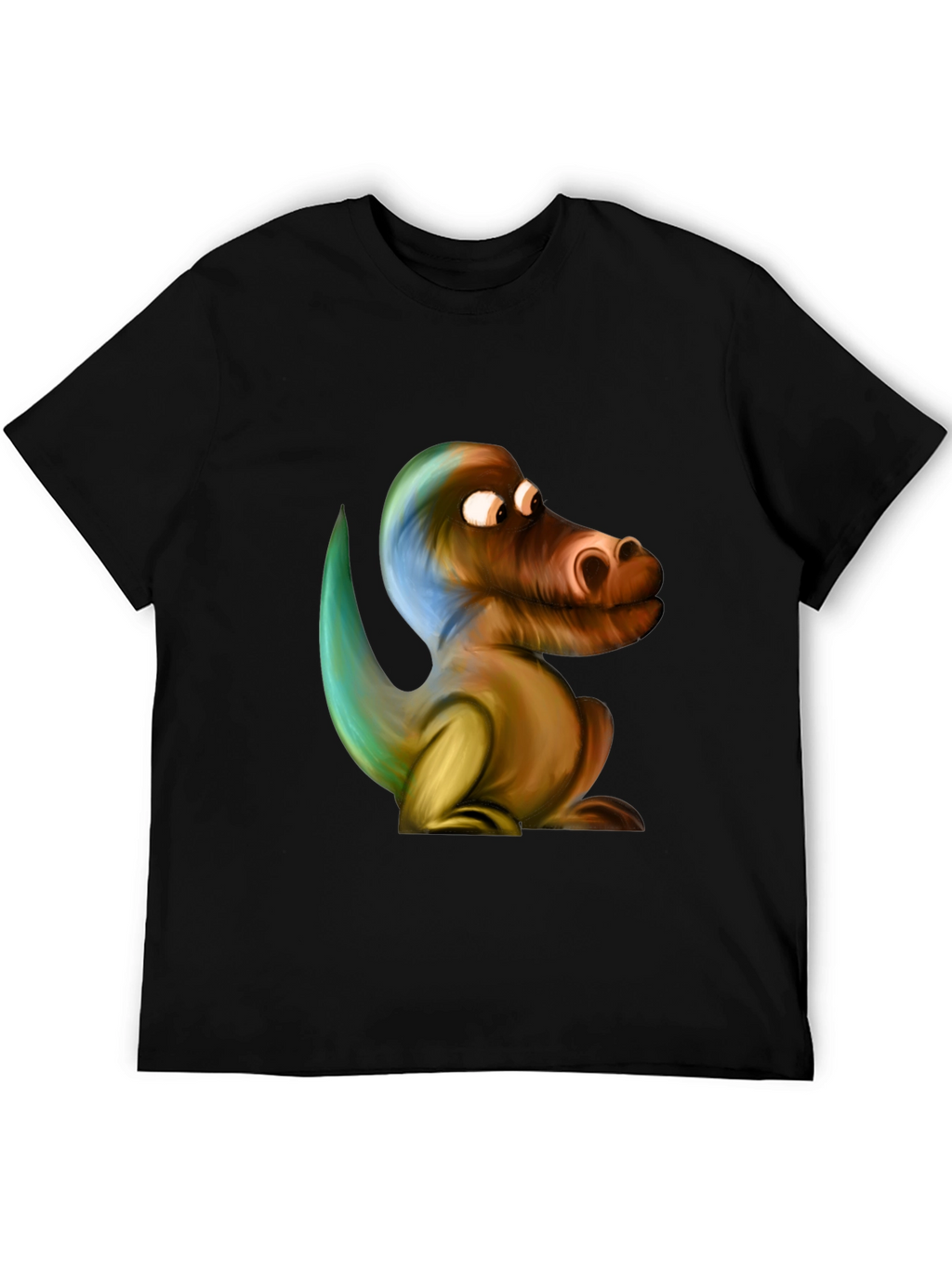 Cartoon Dinosaur Graphic Black T-Shirt