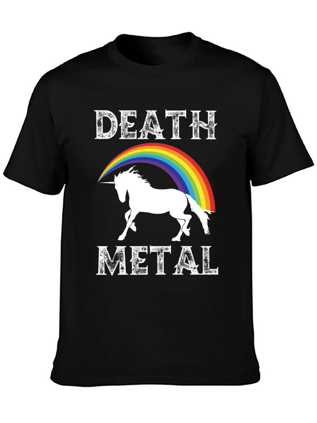 Death Metal Unicorn Rainbow Graphic Tee