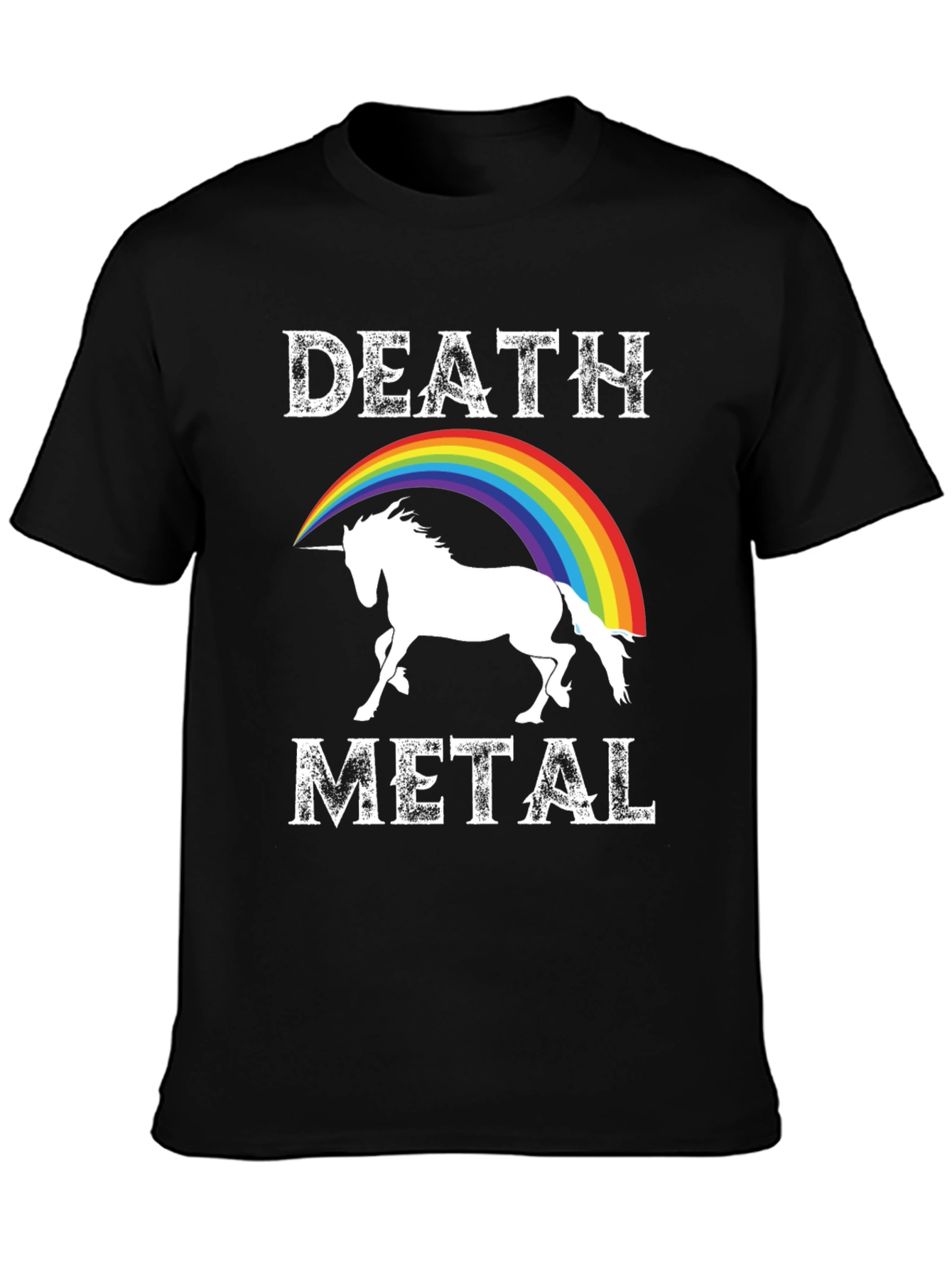 Death Metal Unicorn Rainbow Graphic Tee