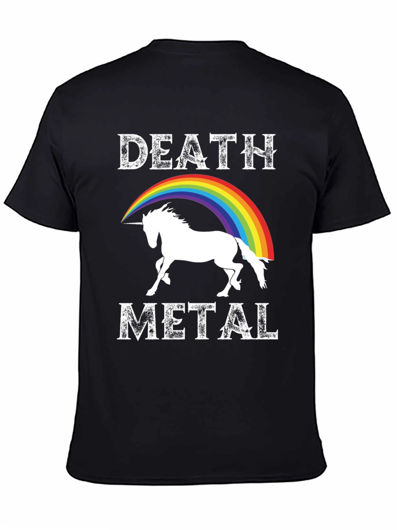 Death Metal Unicorn Rainbow Graphic Tee