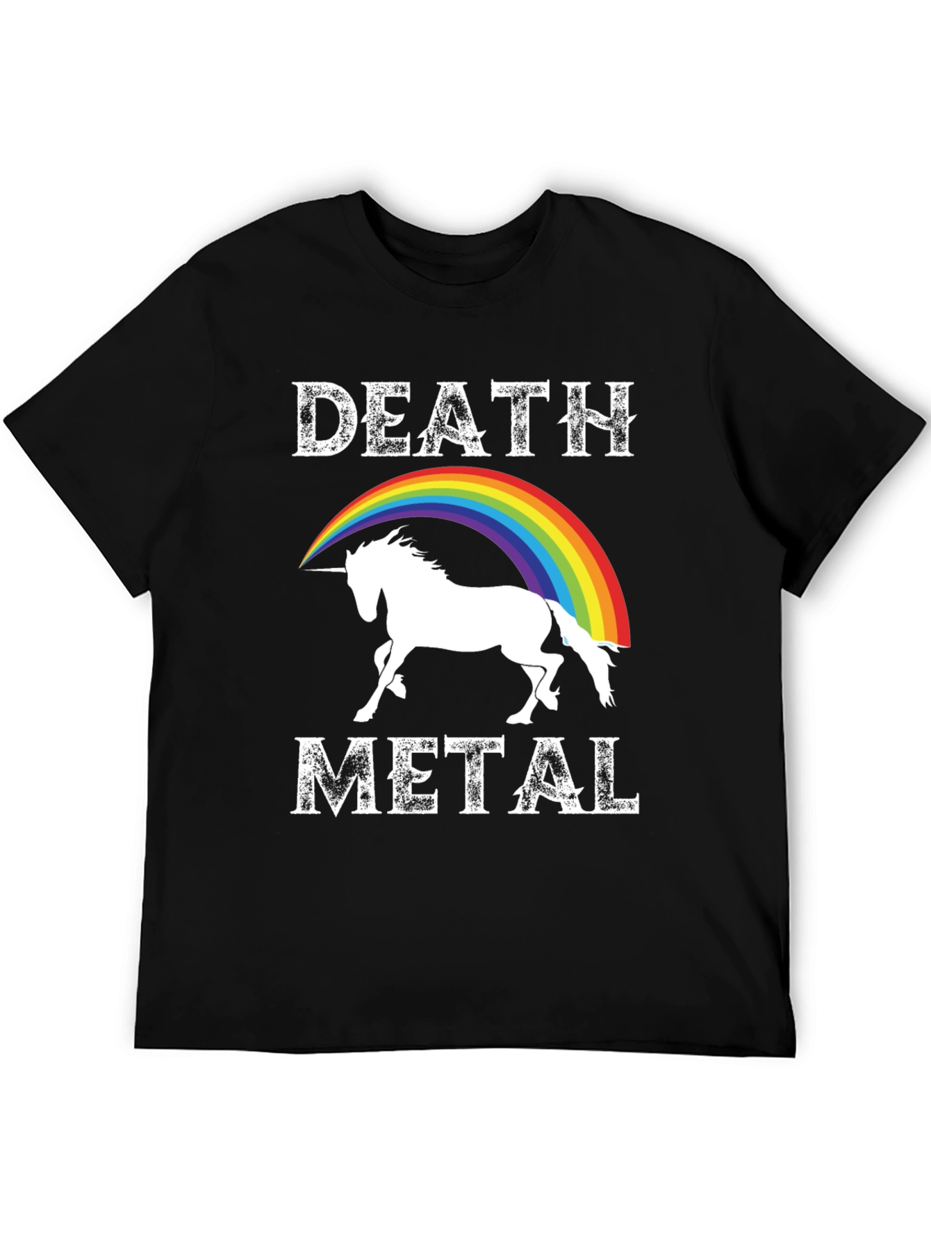 Death Metal Unicorn Rainbow Graphic Tee