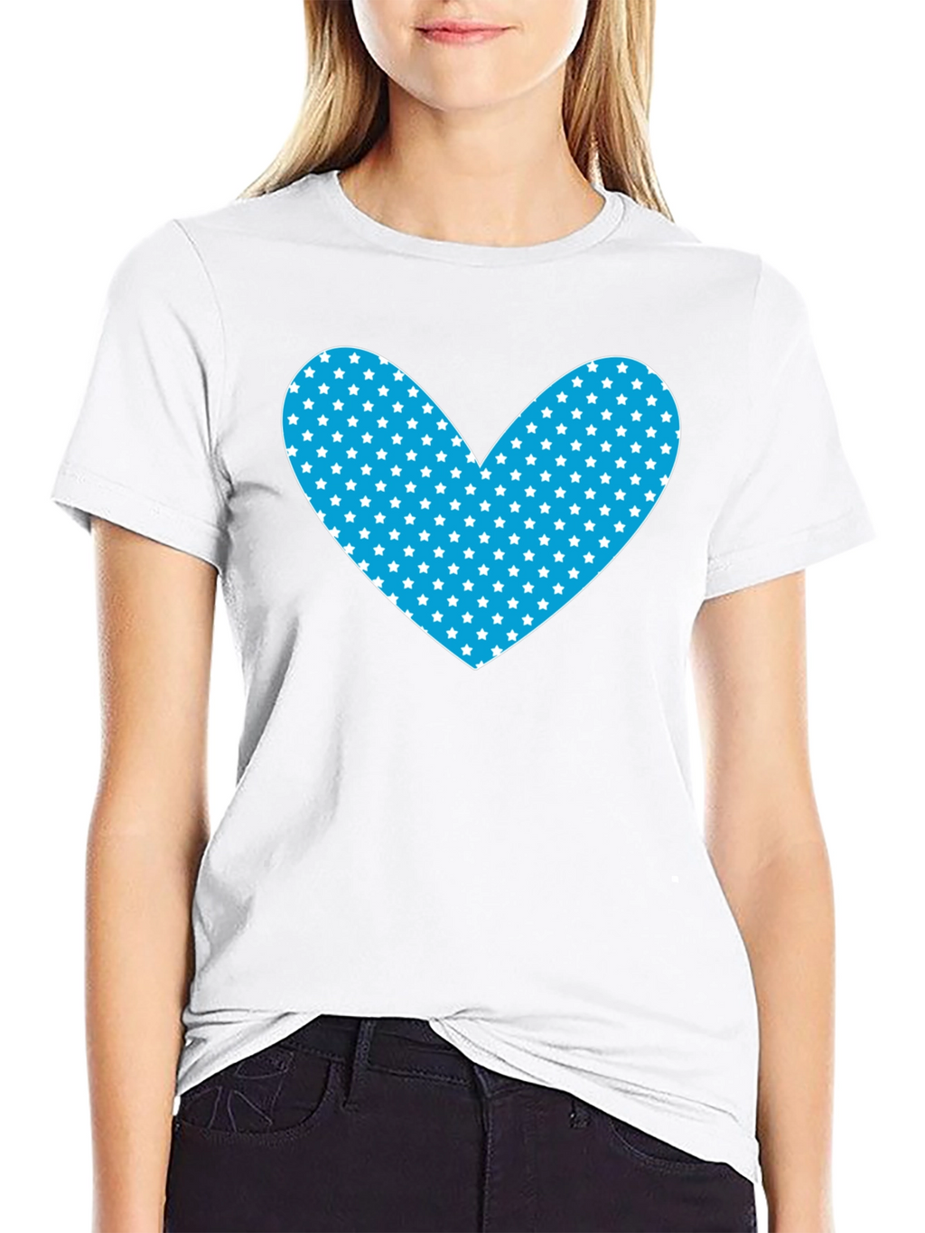 Starry Heart Graphic Tee - Black Cotton Blend