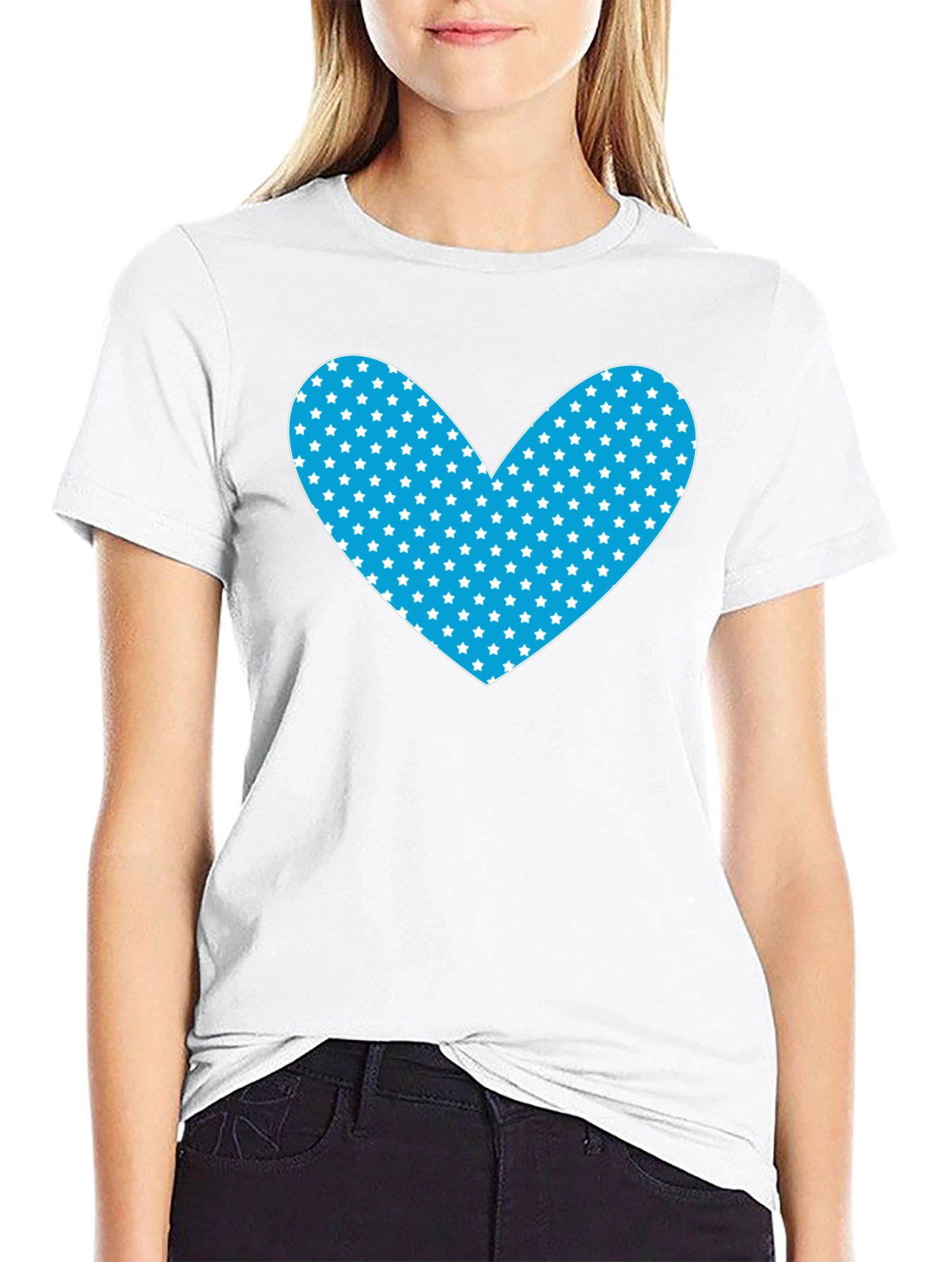 Starry Heart Graphic Tee - Black Cotton Blend