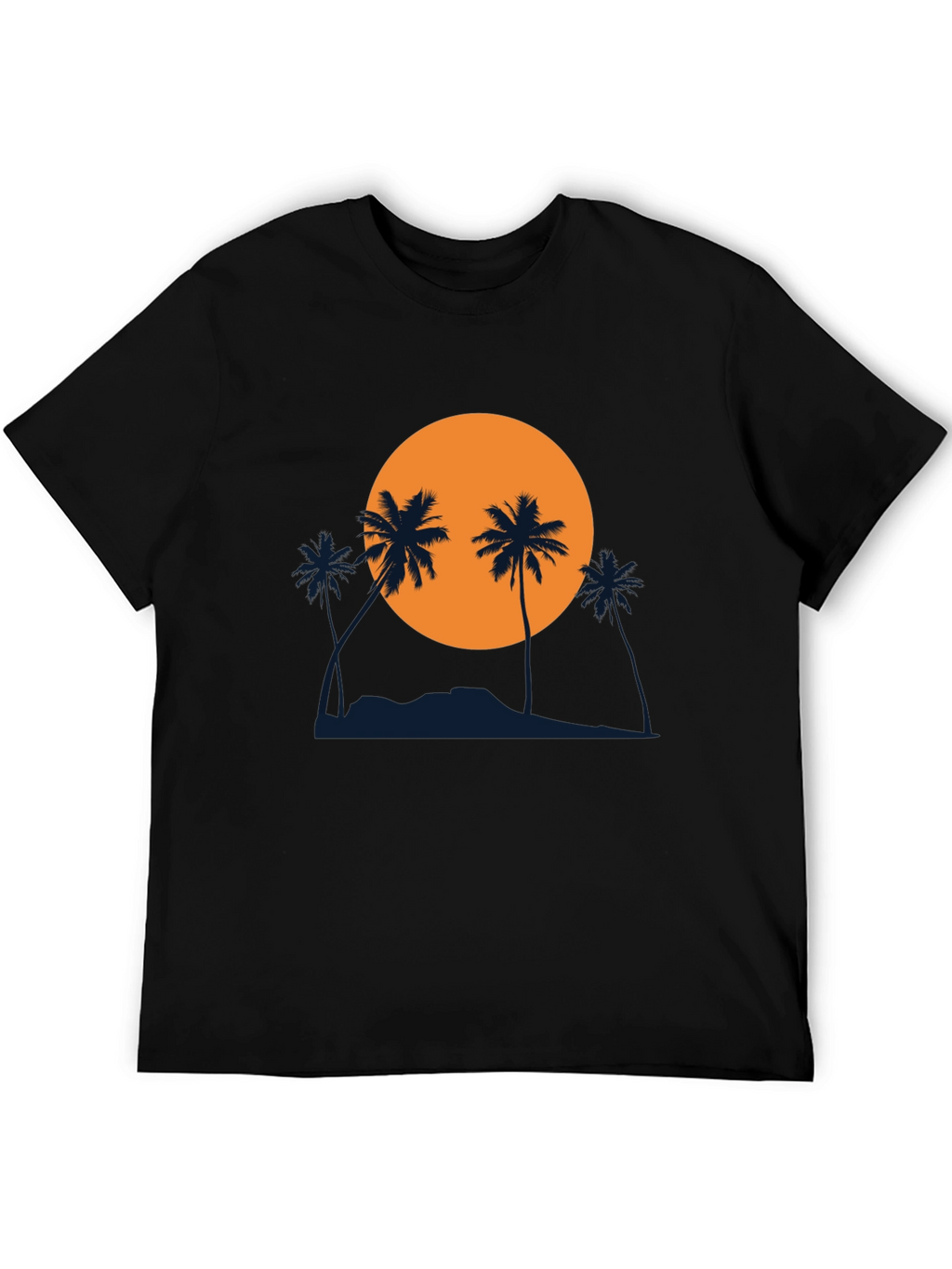Sunset Palm Tree Graphic Black T-Shirt