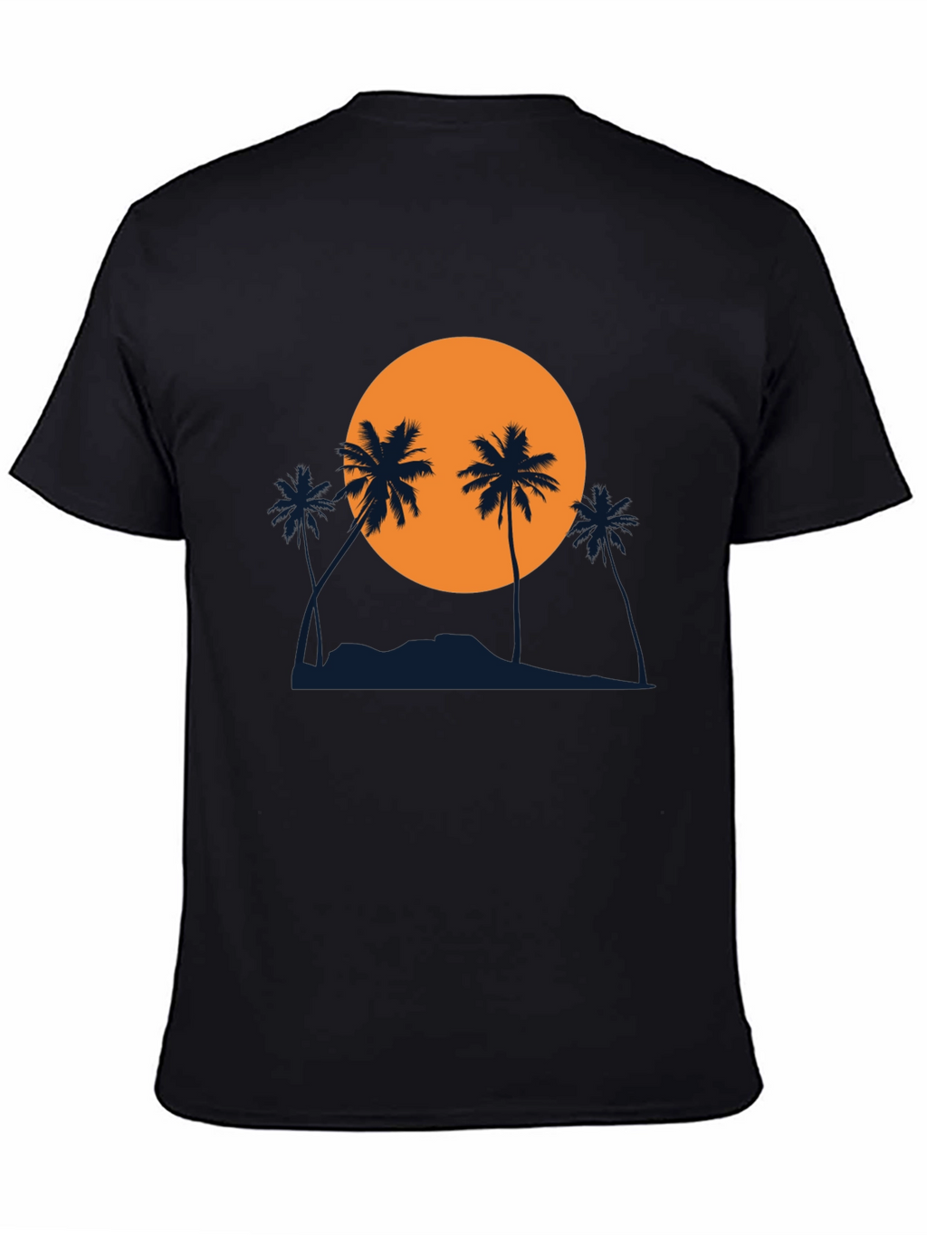 Sunset Palm Tree Graphic Black T-Shirt