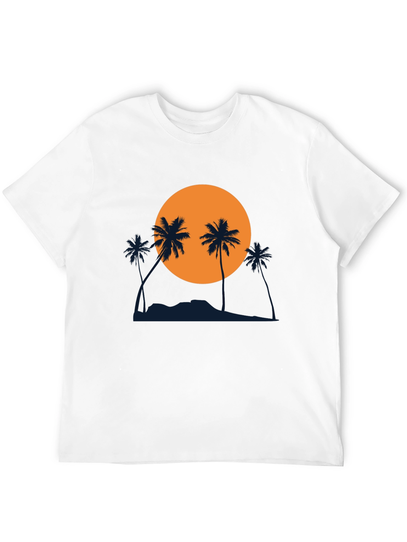 Sunset Palm Tree Graphic Black T-Shirt