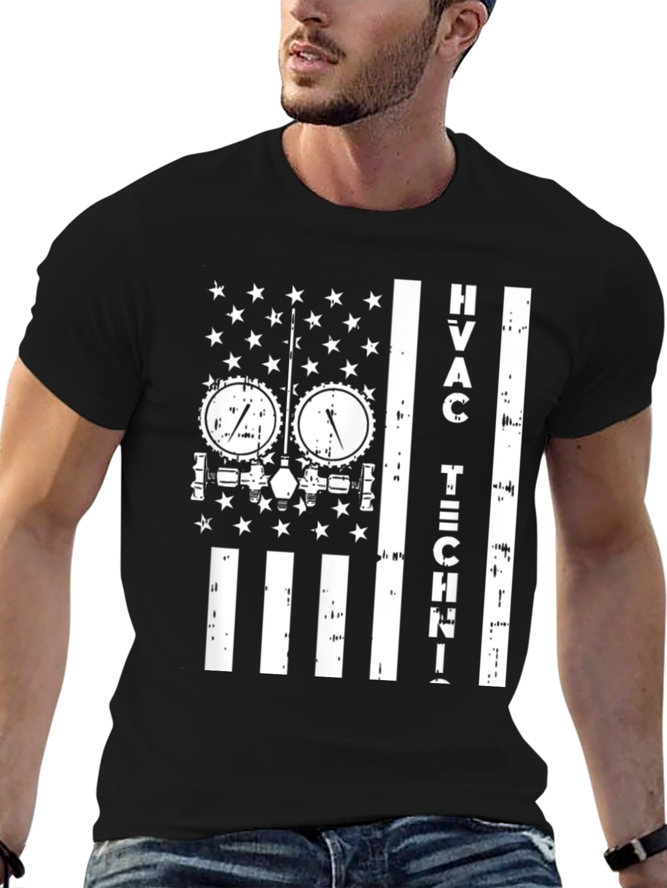 HVAC Tech American Flag T-Shirt