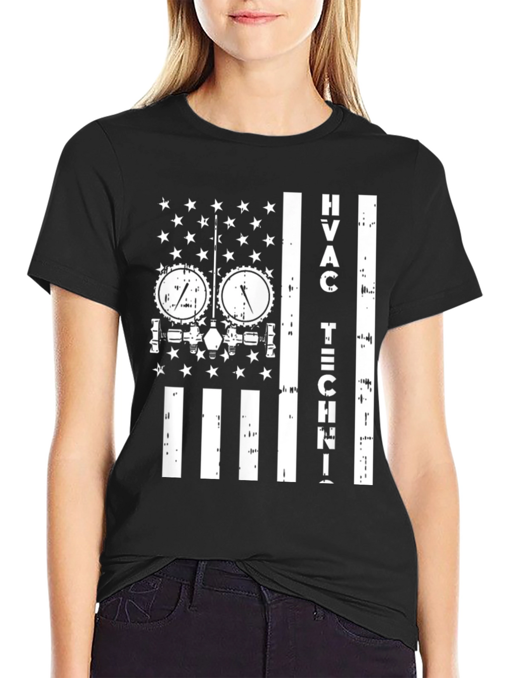 HVAC Tech American Flag T-Shirt