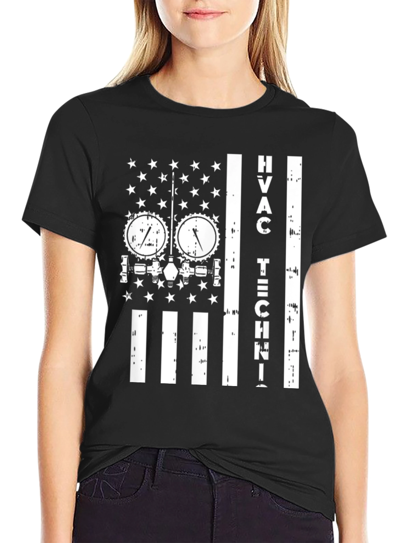 HVAC Tech American Flag T-Shirt