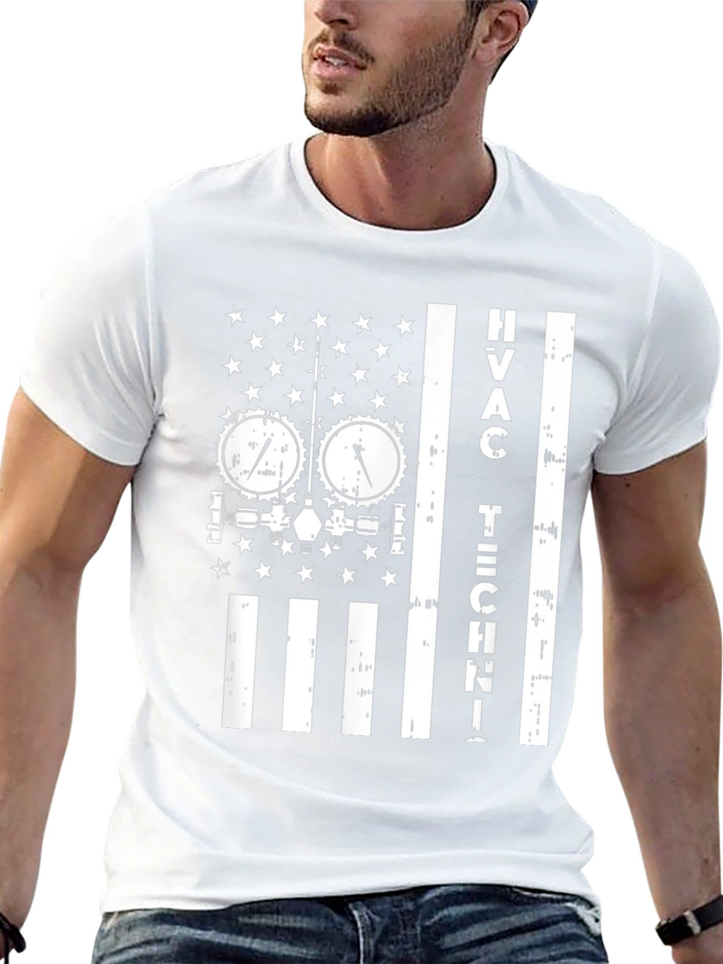 HVAC Tech American Flag T-Shirt
