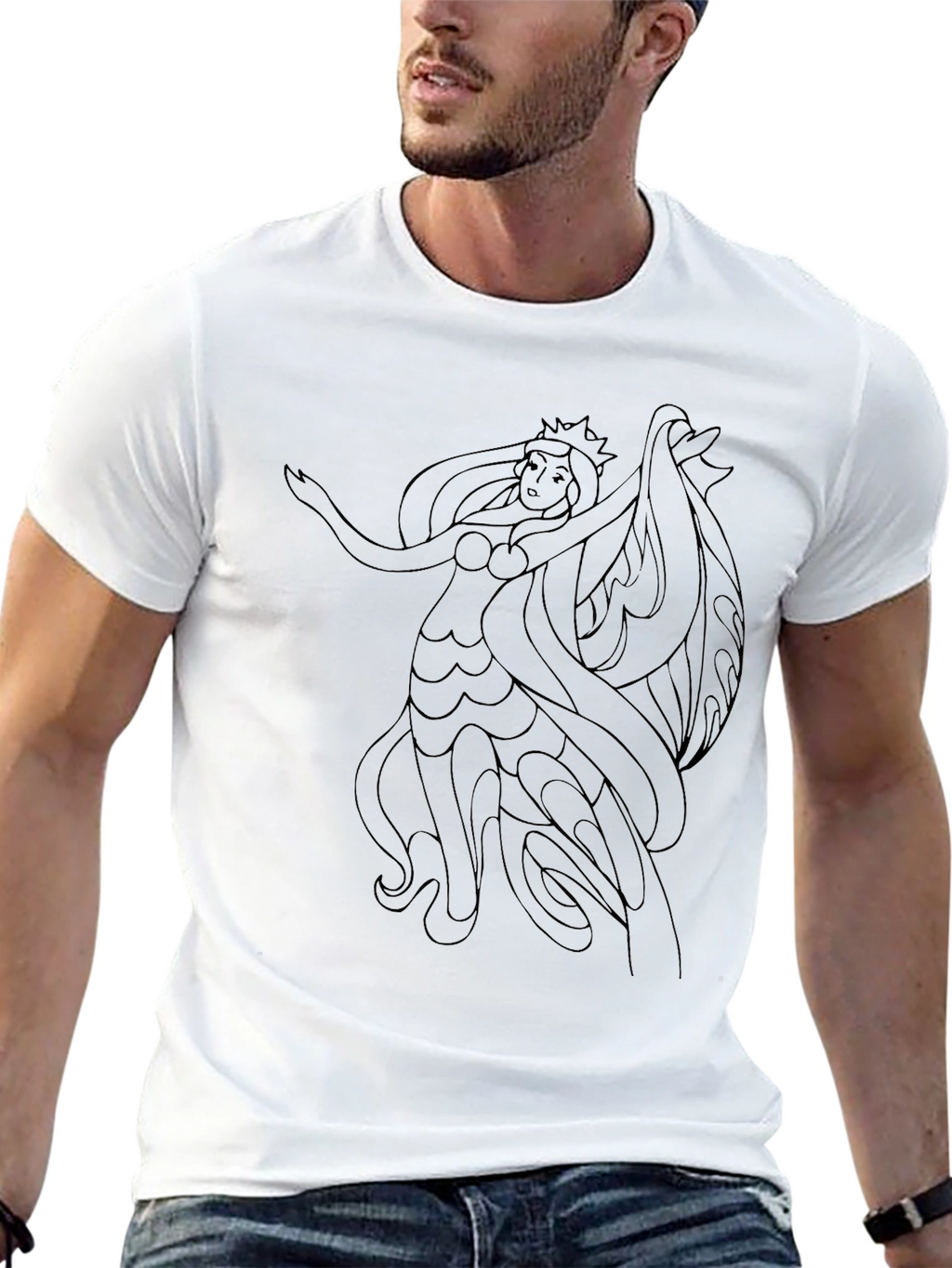 Black T-Shirt with Siren Graphic Tee
