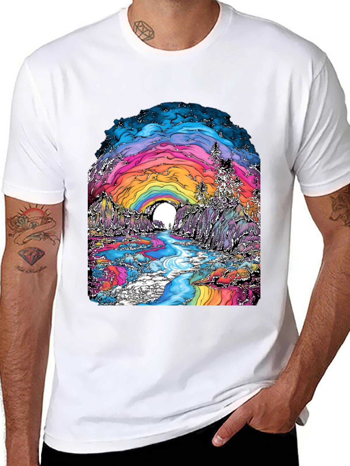 Psychedelic Rainbow Landscape Graphic Tee