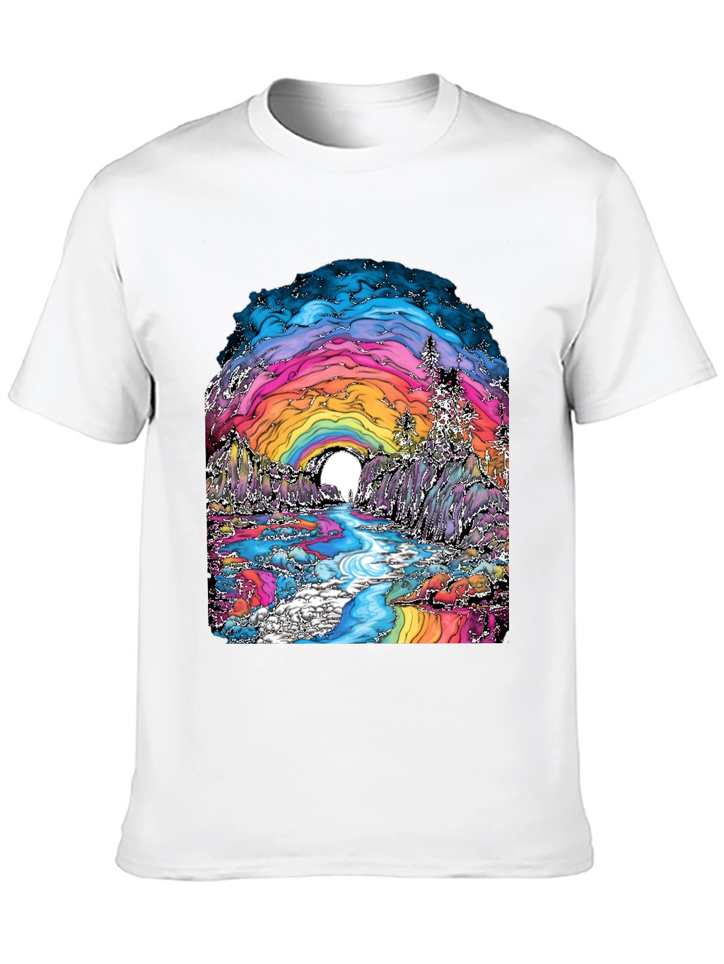 Psychedelic Rainbow Landscape Graphic Tee