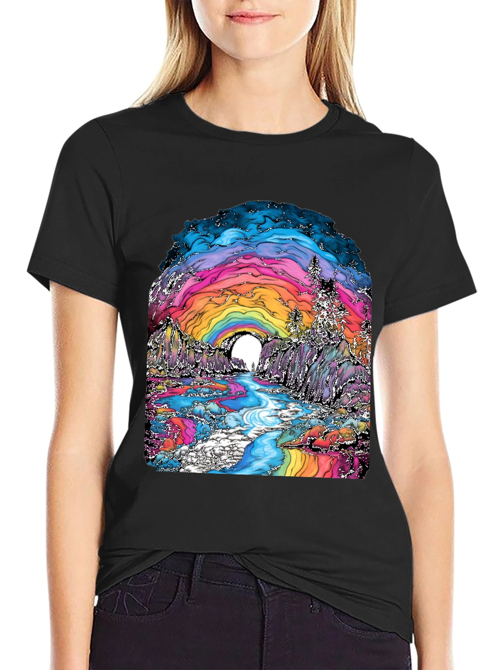 Psychedelic Rainbow Landscape Graphic Tee