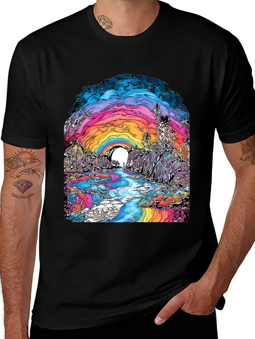 Psychedelic Rainbow Landscape Graphic Tee