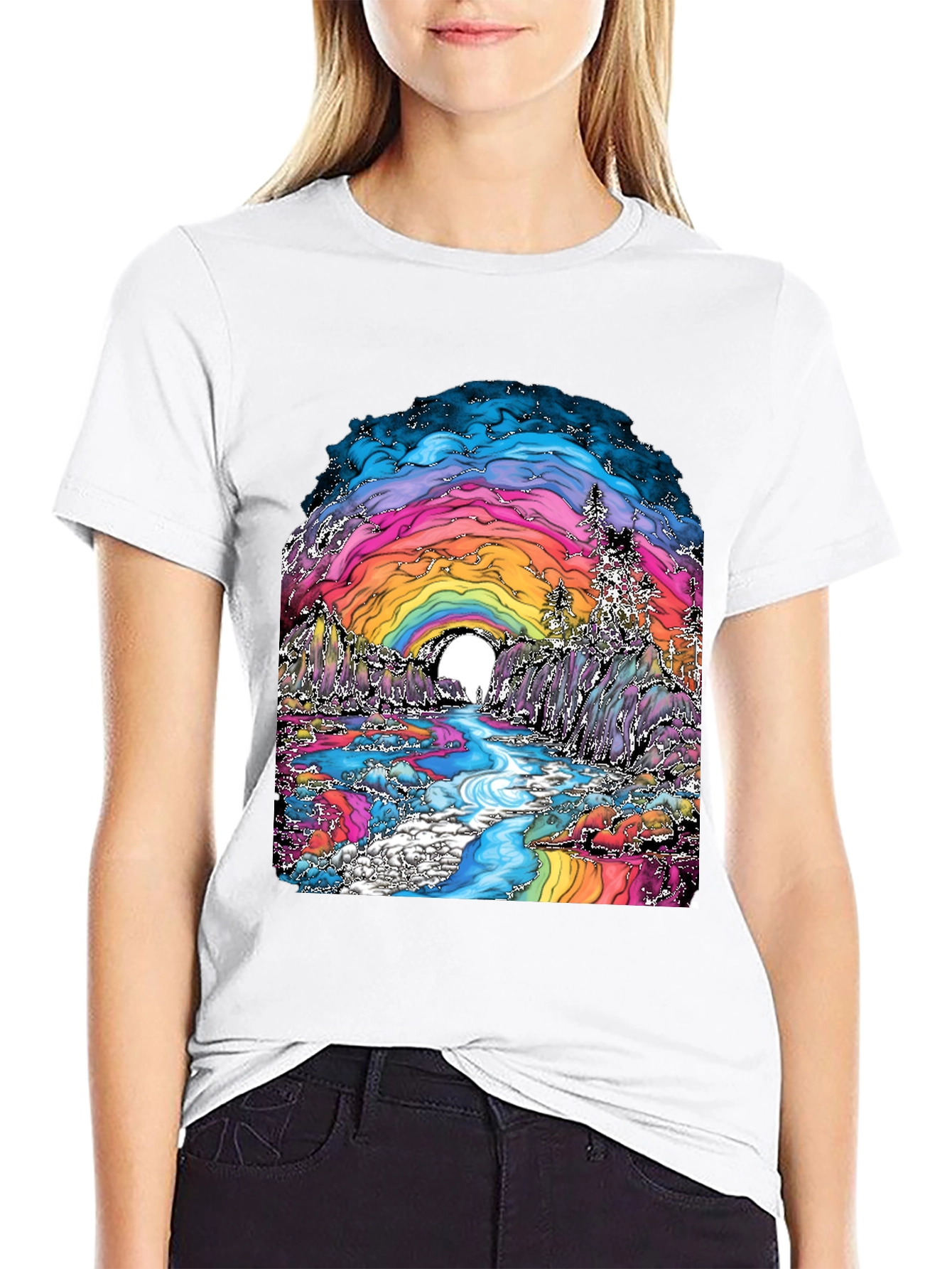 Psychedelic Rainbow Landscape Graphic Tee