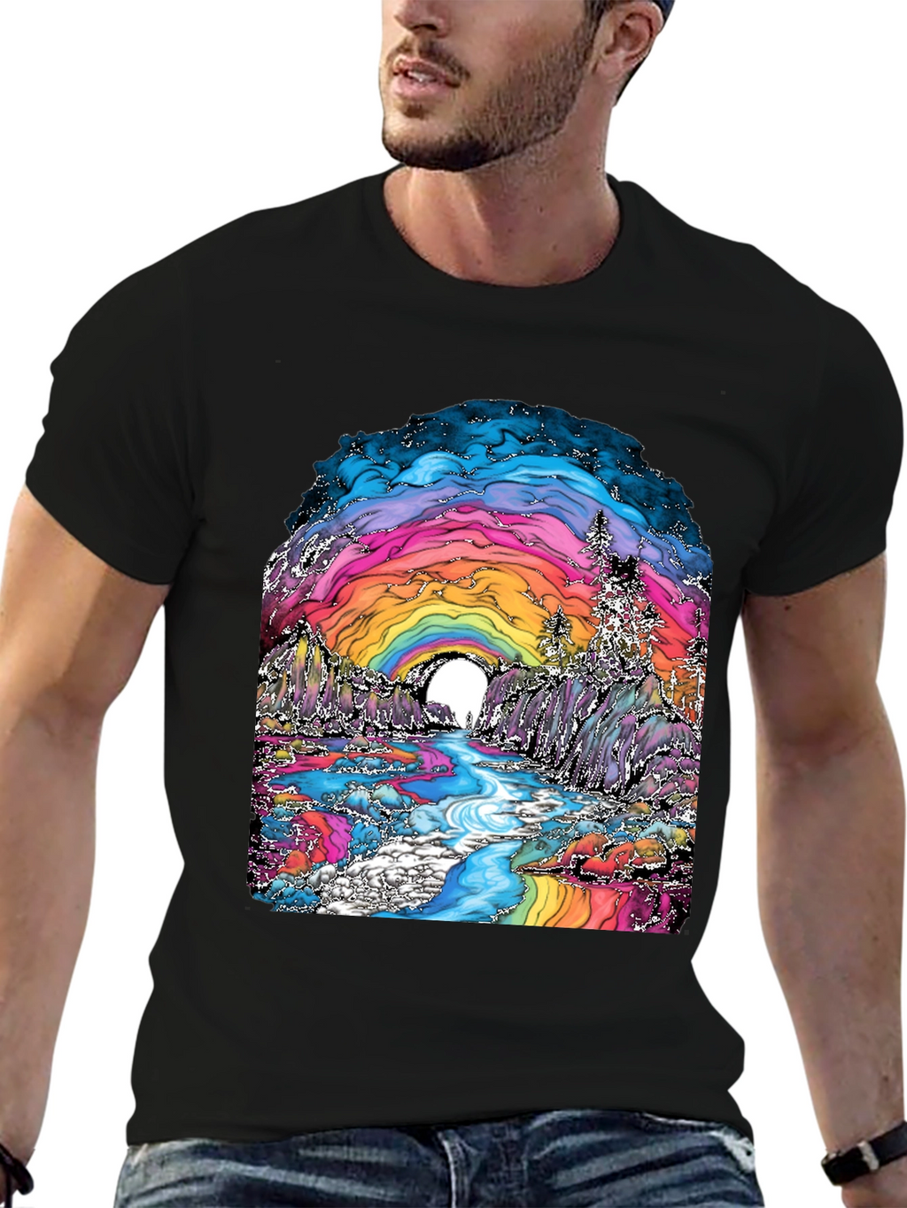 Psychedelic Rainbow Landscape Graphic Tee