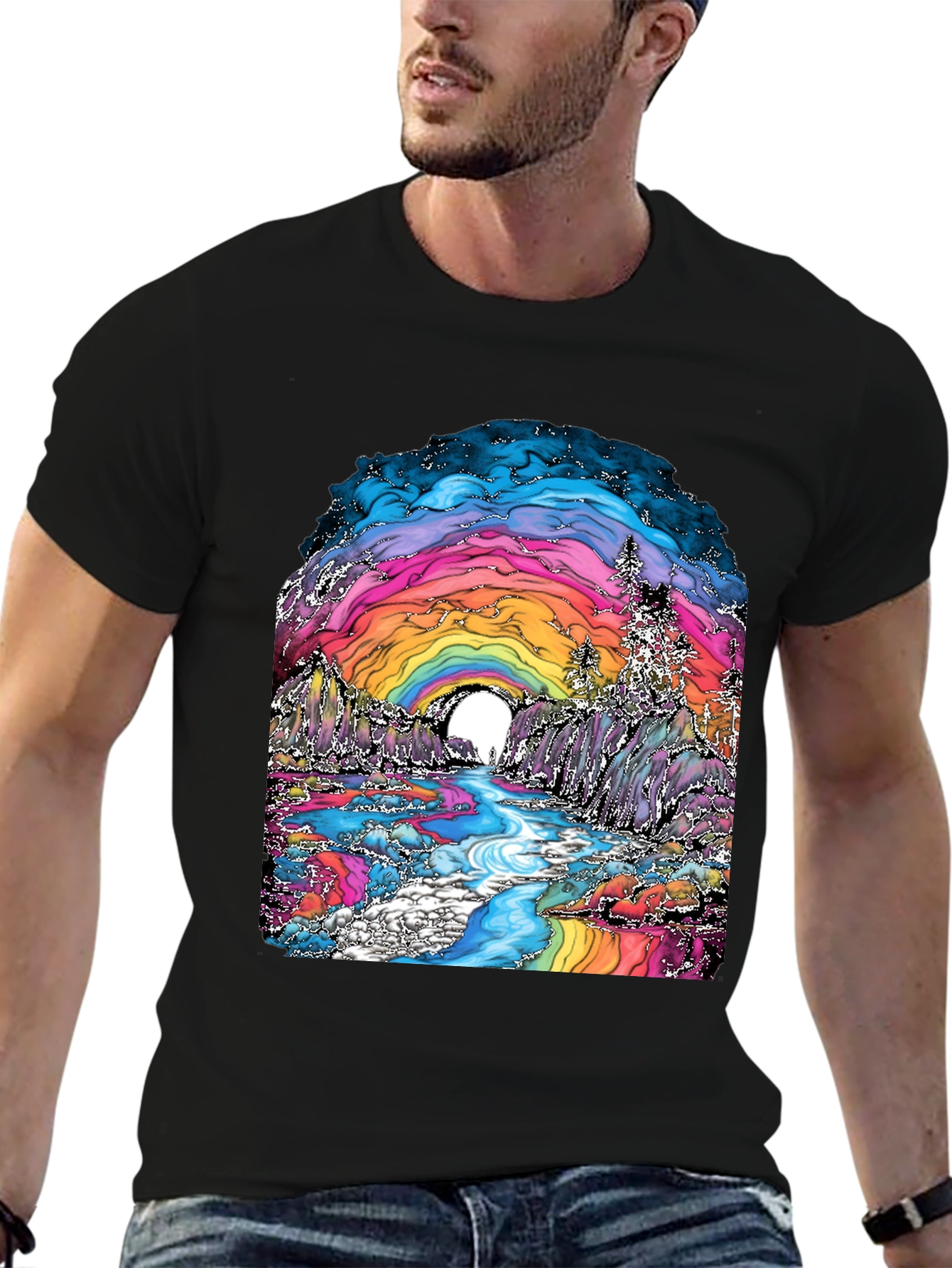 Psychedelic Rainbow Landscape Graphic Tee