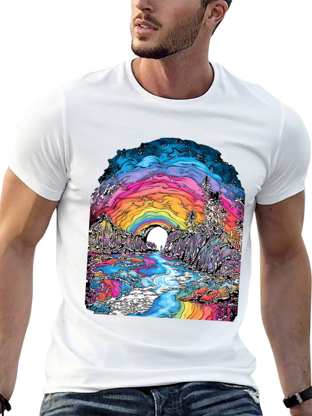 Psychedelic Rainbow Landscape Graphic Tee