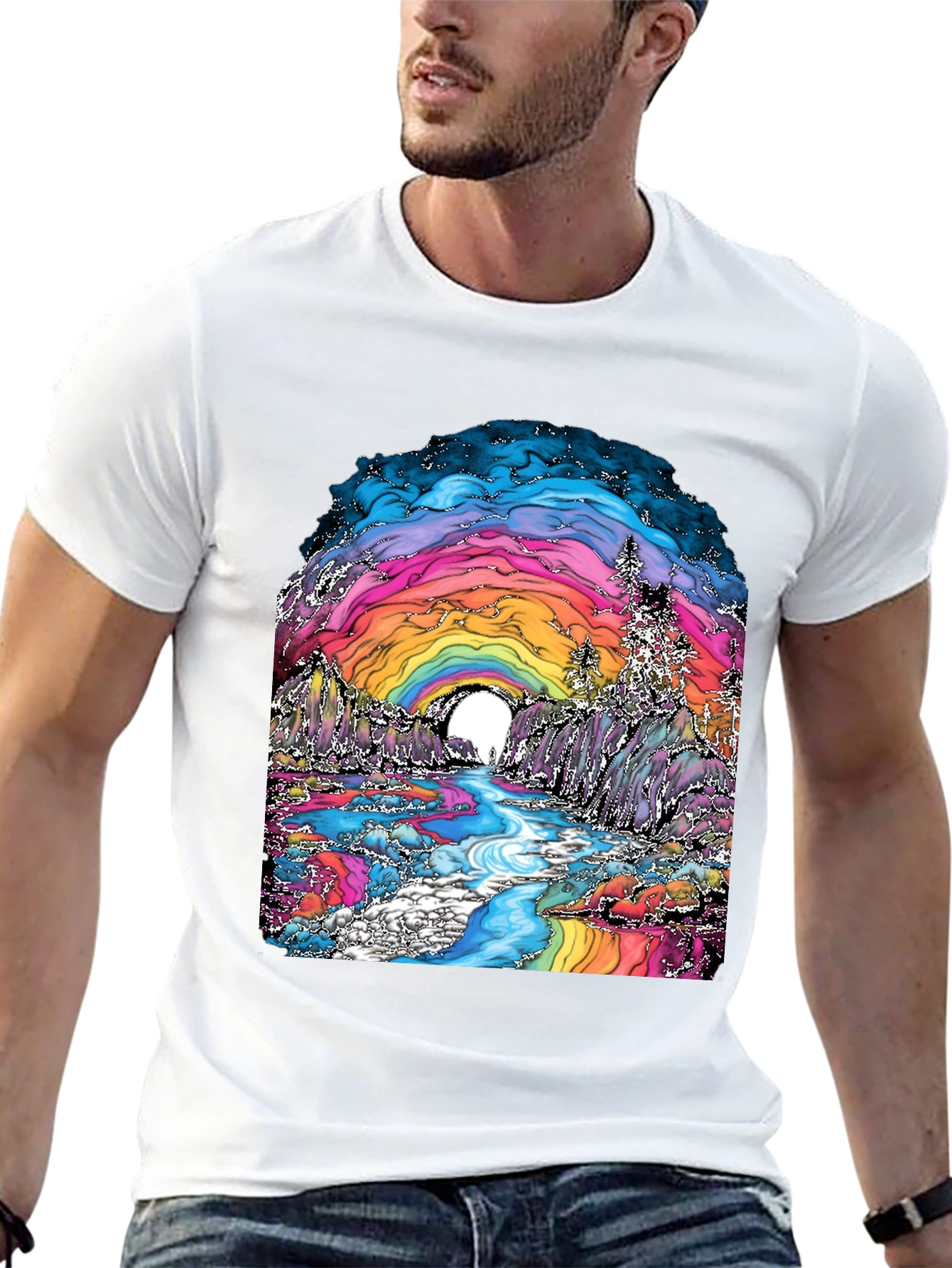 Psychedelic Rainbow Landscape Graphic Tee