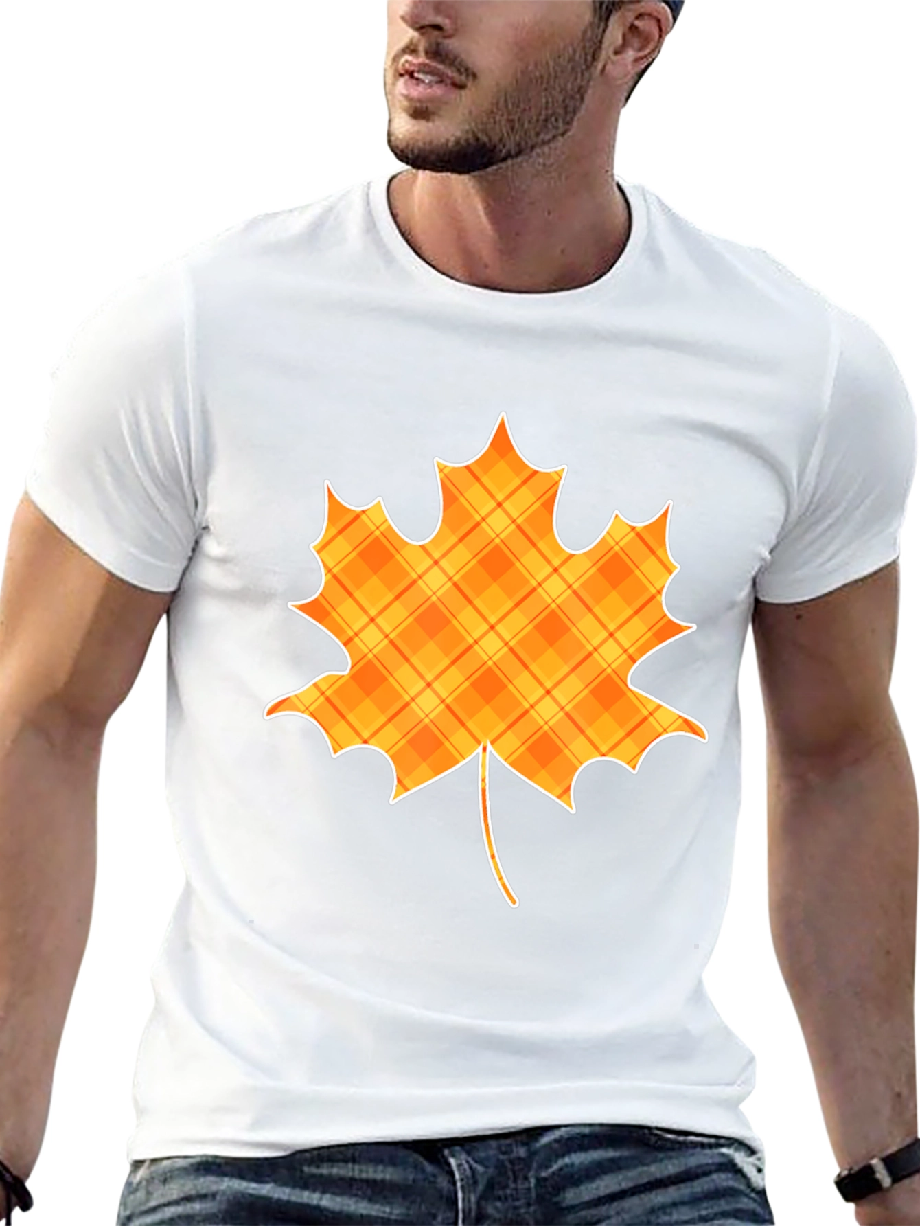 Plaid Maple Leaf Graphic Tee - Autumn Style