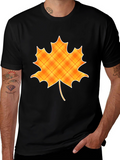 Plaid Maple Leaf Graphic Tee - Autumn Style
