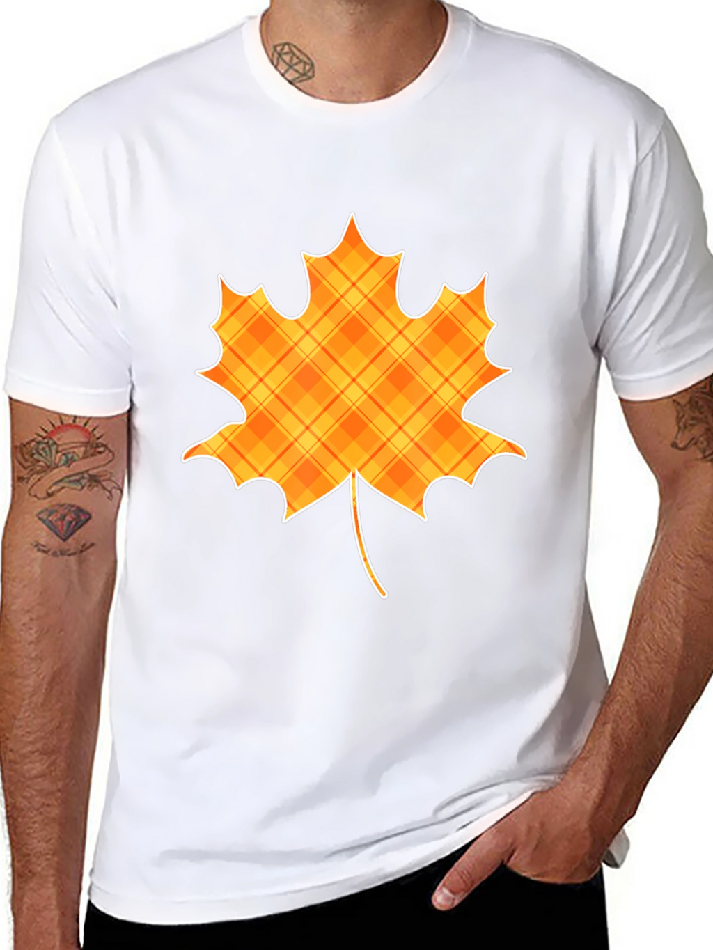 Plaid Maple Leaf Graphic Tee - Autumn Style