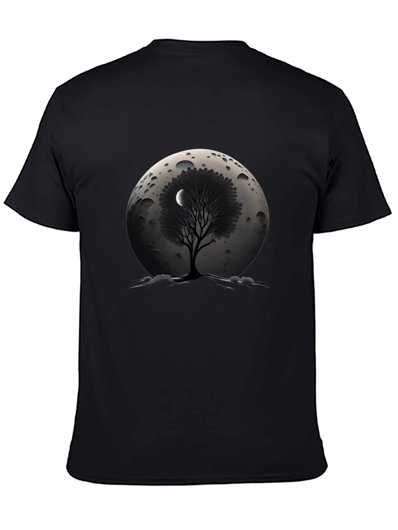 Lunar Tree Graphic T-Shirt - Stylish Black Tee