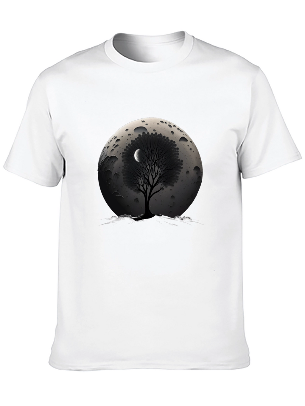 Lunar Tree Graphic T-Shirt - Stylish Black Tee