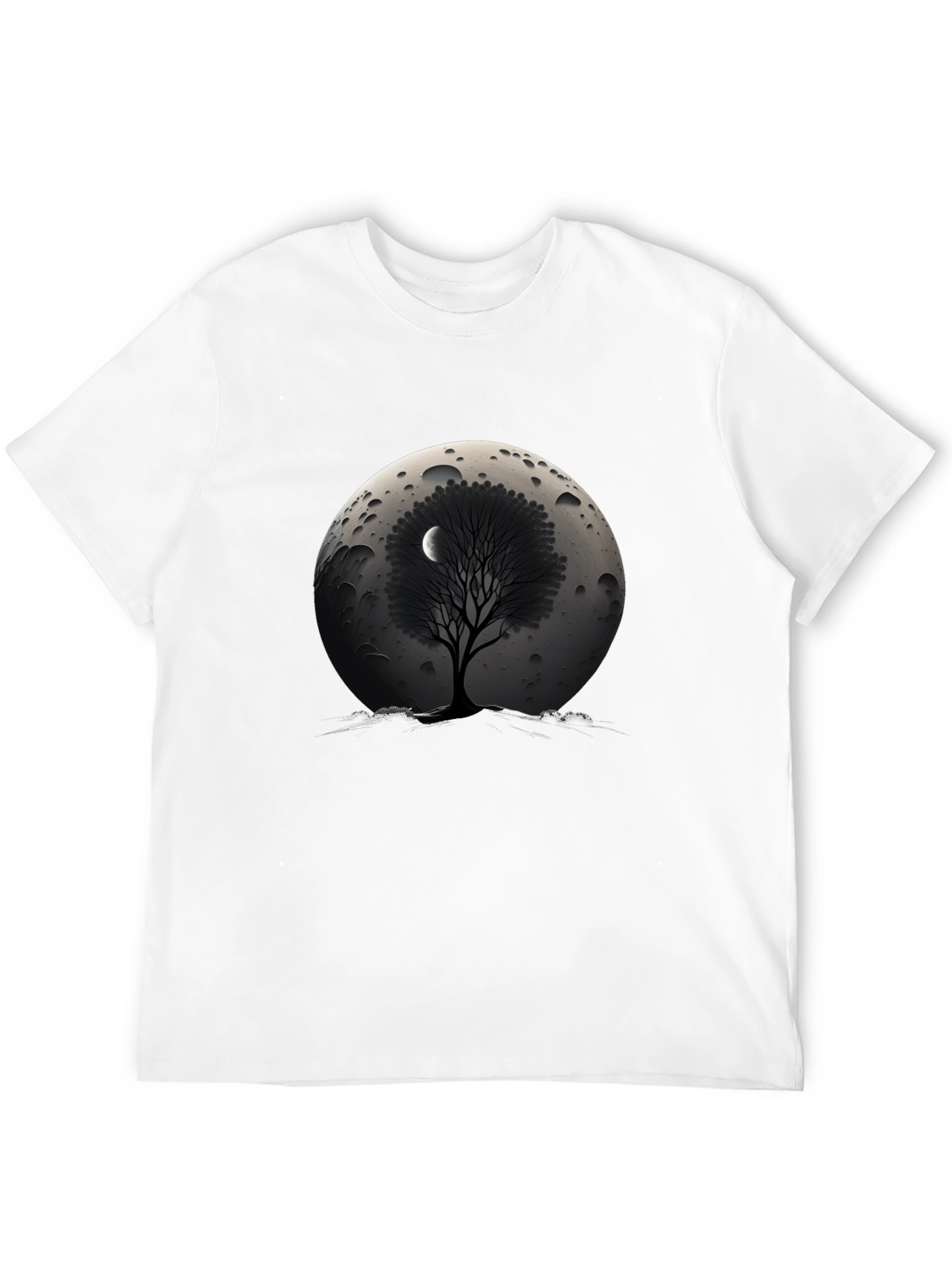 Lunar Tree Graphic T-Shirt - Stylish Black Tee