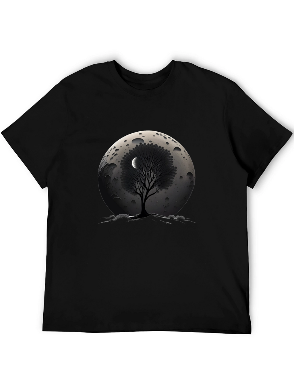 Lunar Tree Graphic T-Shirt - Stylish Black Tee